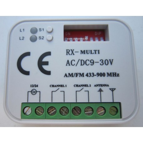 Tradingall RX-Multi 433-900 kétcsatornás ugró/fix kódos külső rádióvevő