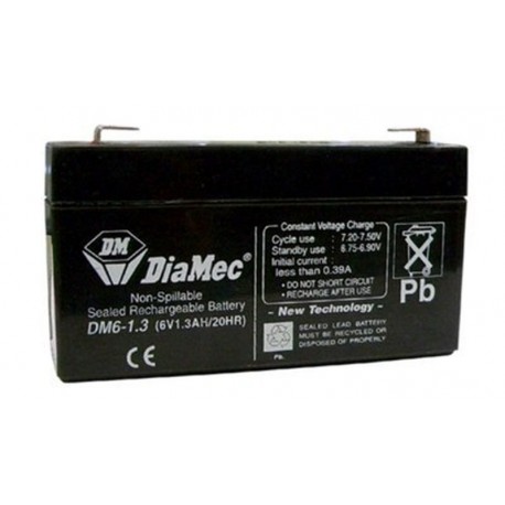 06V 1.3Ah Diamec DM6-1.3 sealed lead acid battery
